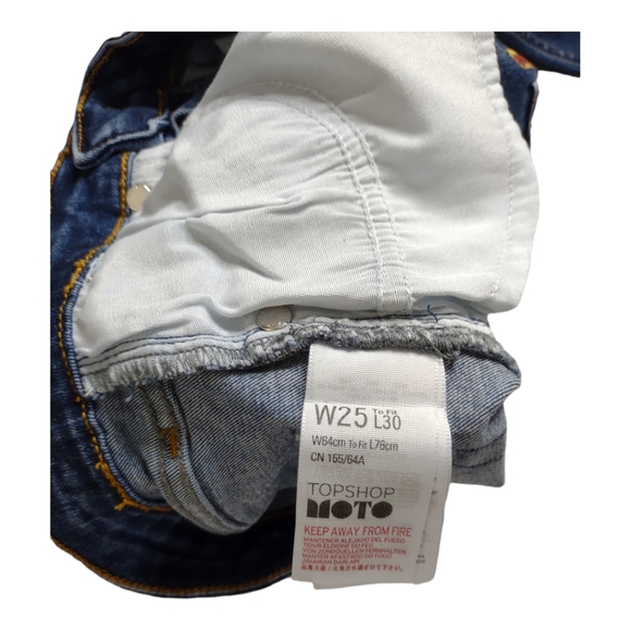 Topshop MOTO Floral Jamie Jeans Size W 25 L 25 Skinny Hand Painted - Picture 7 of 15